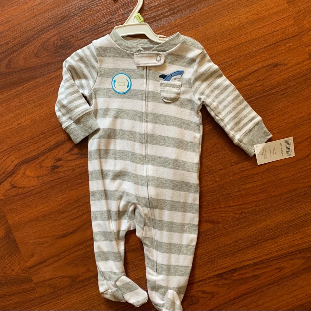 Carter’s Striped Long Sleeve Shark Pajamas